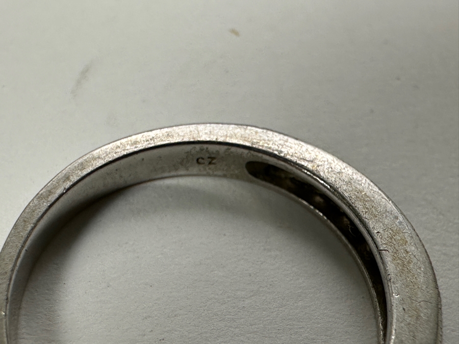 Pair of Sterling Silver CZ Ring Bands 5.6g Size 7 [Photo 8]