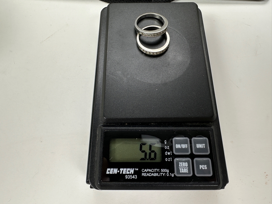 Pair of Sterling Silver CZ Ring Bands 5.6g Size 7 [Photo 12]