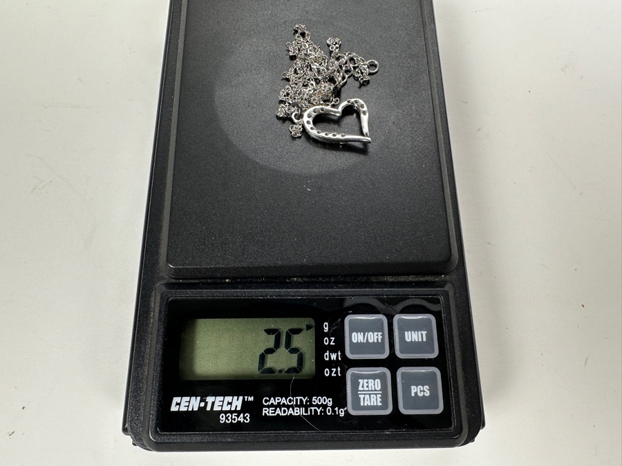 17' Sterling Silver Necklace and Heart Pendant 2.5g [Photo 6]