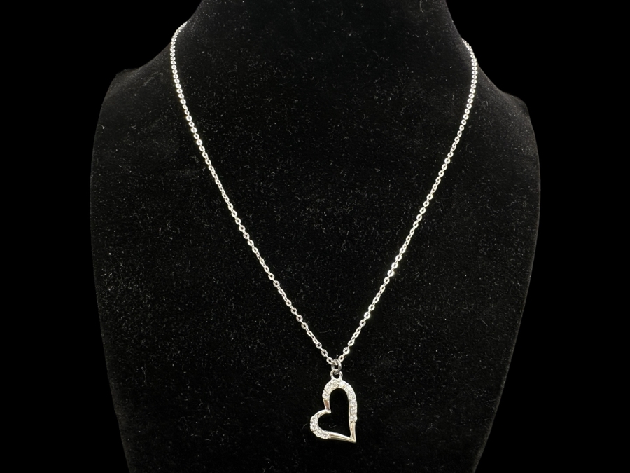 17' Sterling Silver Necklace and Heart Pendant 2.5g [Photo 2]