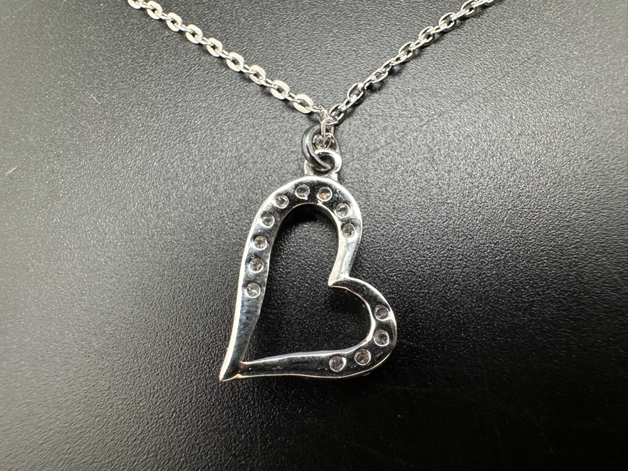 17' Sterling Silver Necklace and Heart Pendant 2.5g [Photo 4]