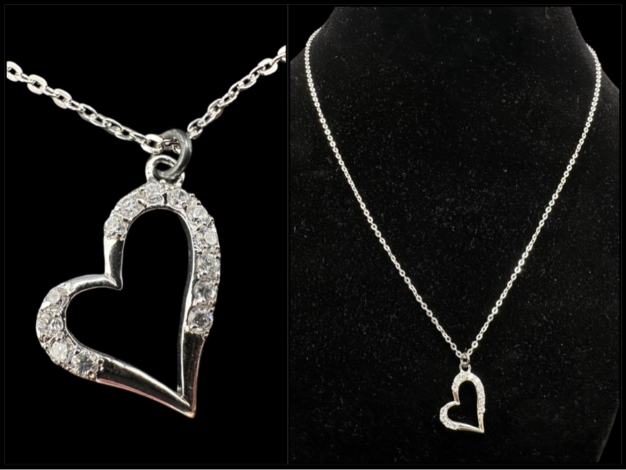 17' Sterling Silver Necklace and Heart Pendant 2.5g [Photo 1]