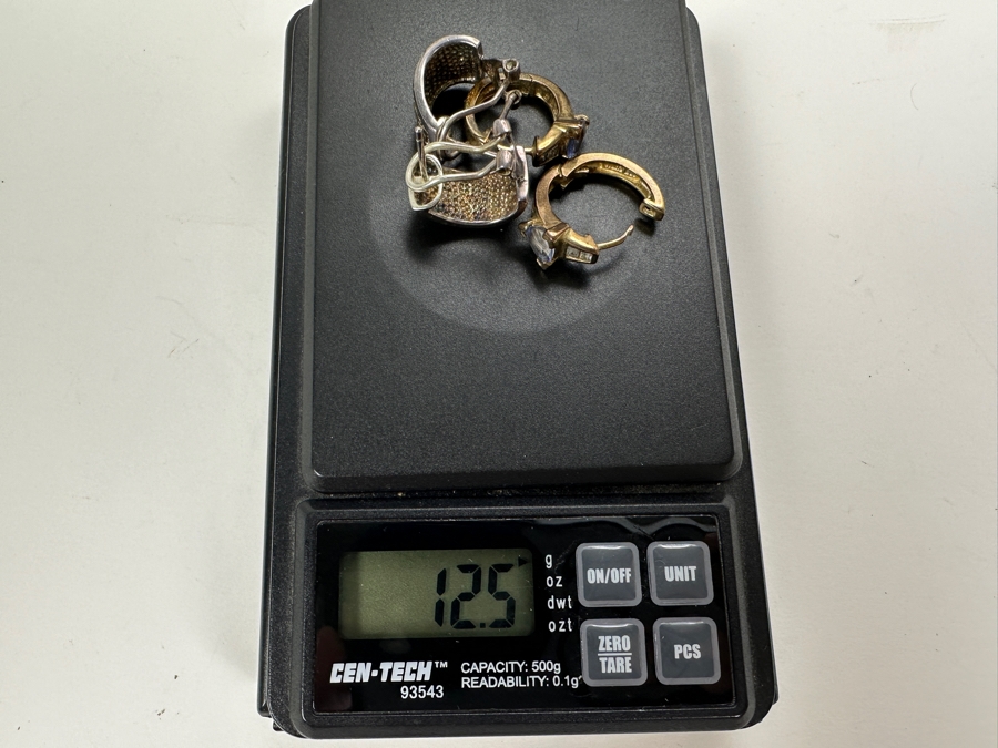 (2) Pair Sterling Silver Earrings 12.5g [Photo 9]