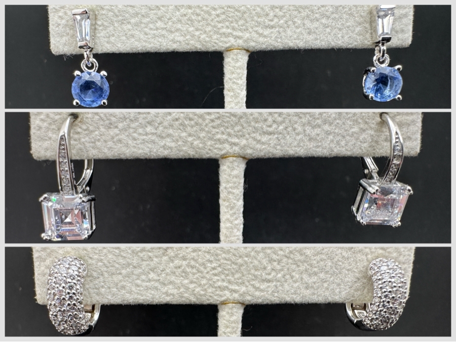 (3) Pair Sterling Silver Earrings 8.9g [Photo 1]