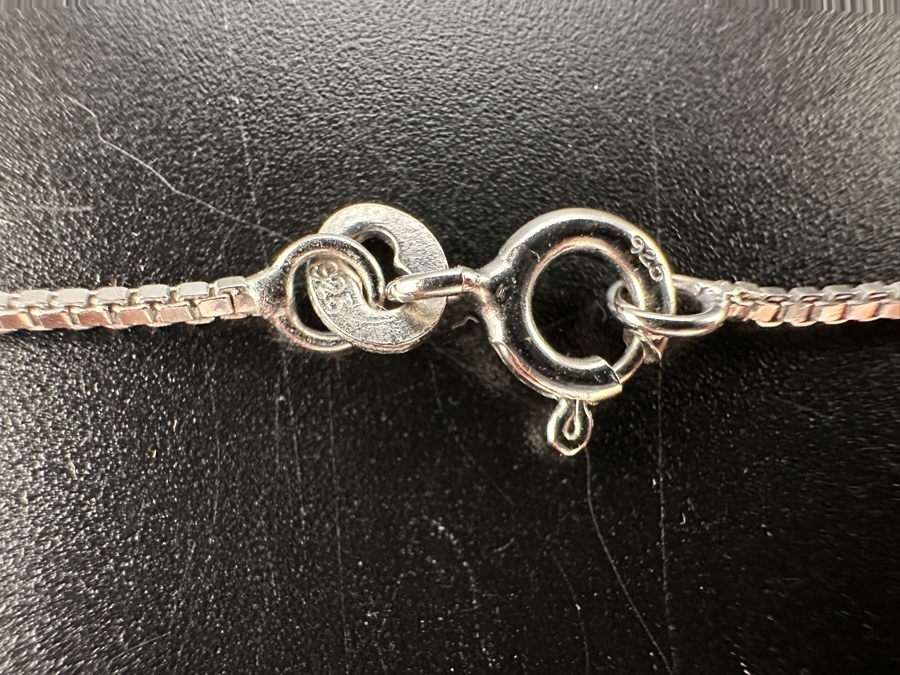 18' Sterling Necklace with CZ Quatrefoil Heart Pendant 6.5g [Photo 5]