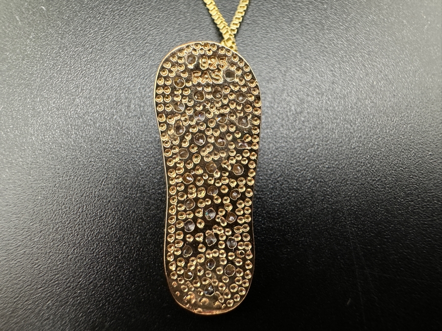 17' Sterling Necklace with CZ Flip Flop Pendant 3.9g [Photo 4]