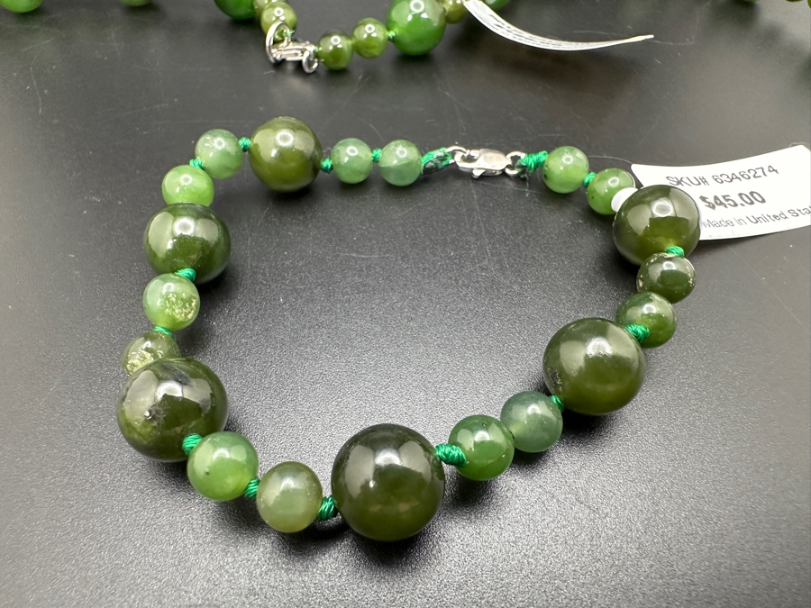 22' Green Beaded Necklace with Matching Bracelet Retail $170 [Photo 6]