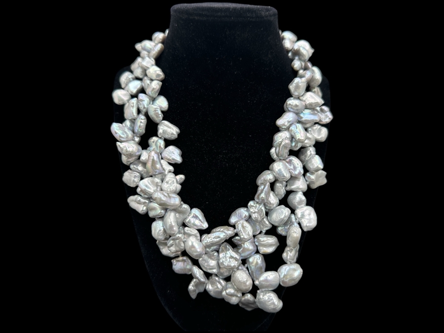 Baroque Triple Strand Pearl Necklace by Nest Retail $650 [Photo 1]
