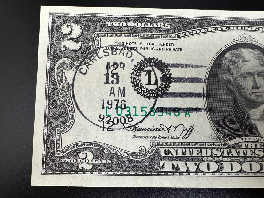 Set (3) of $2 Bills Postmarked Carlsbad 1976 [Photo 3]
