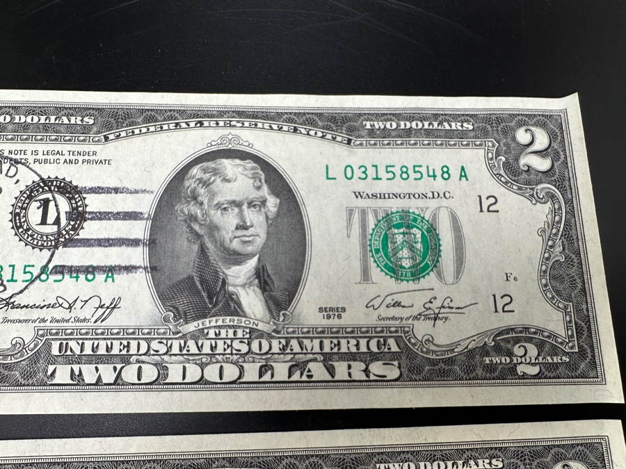 Set (3) of $2 Bills Postmarked Carlsbad 1976 [Photo 4]