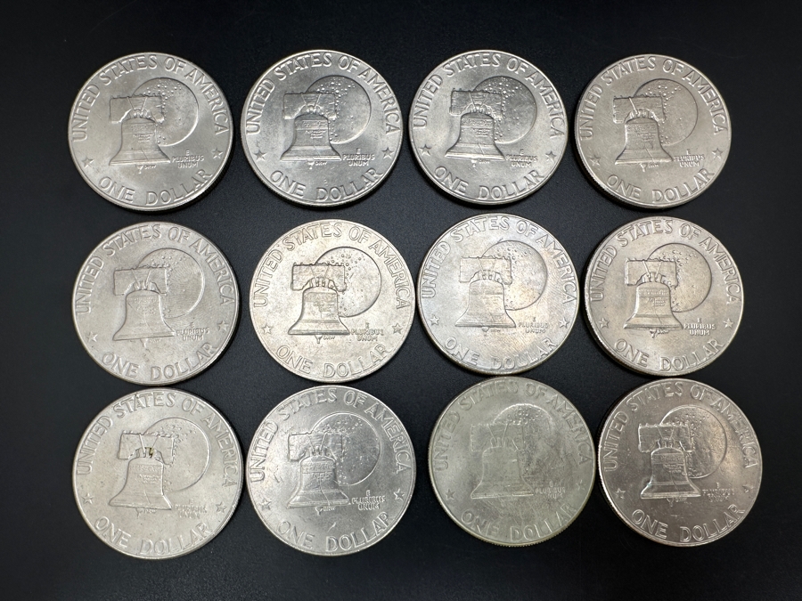 Set of (12) Eisenhower Bicentennial Liberty Bell Moon One Dollar Coins [Photo 5]