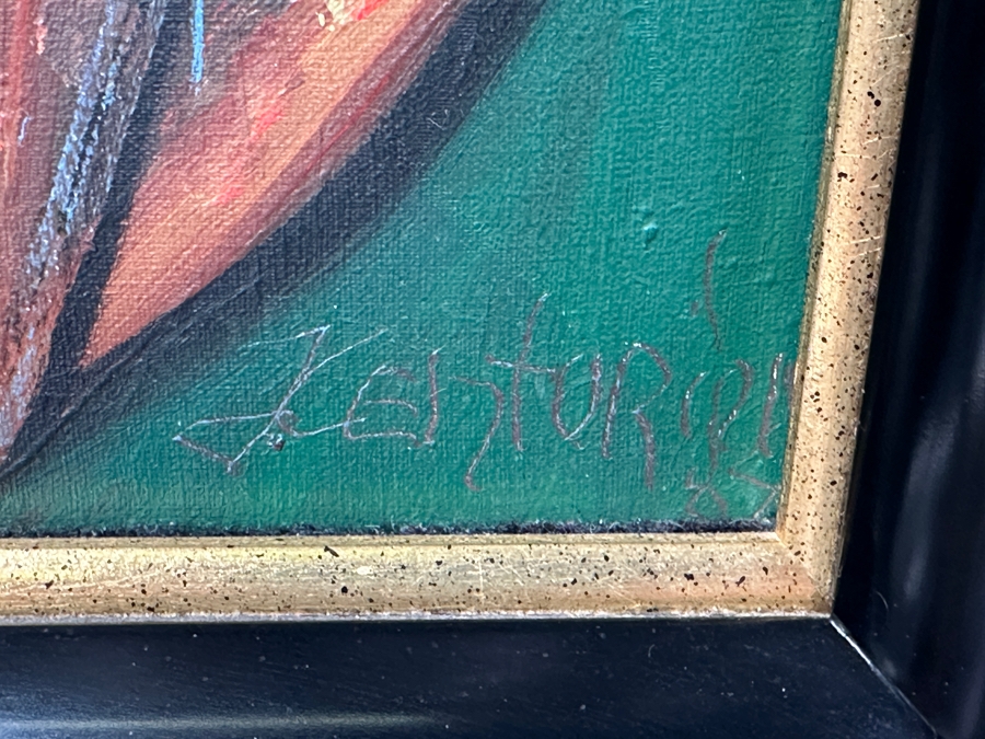 Juan Centurion Original Signed Abstract Painting On Canvas Board Signed Bottom Right By Artist And Dated 1987 19.5 X 27 Framed 25 X 32 [Photo 12]