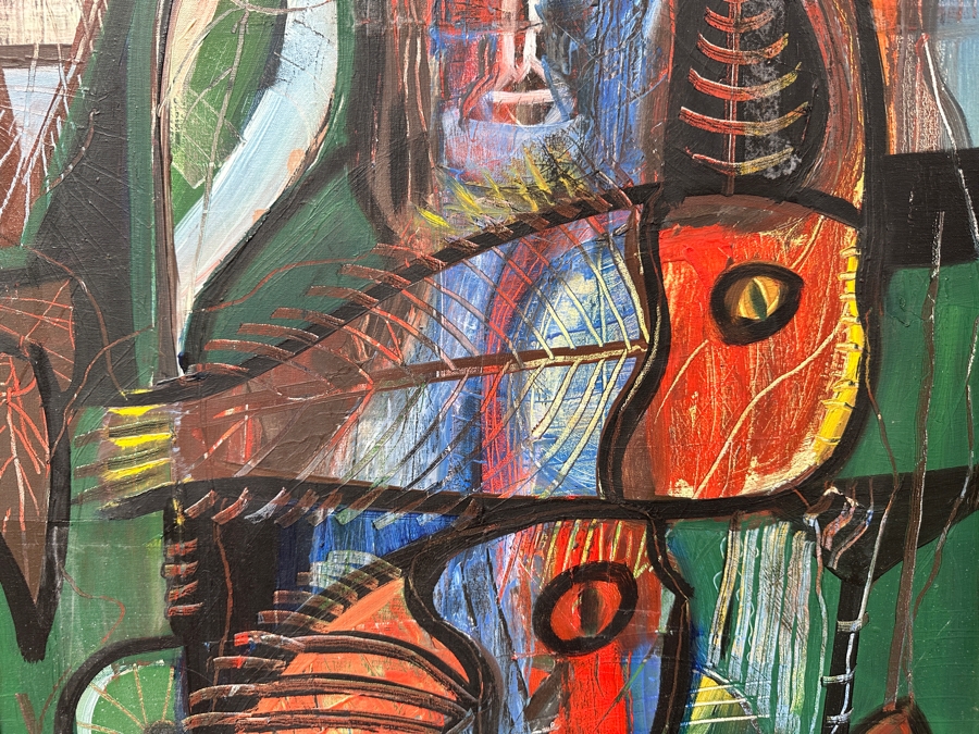 Juan Centurion Original Signed Abstract Painting On Canvas Board Signed Bottom Right By Artist And Dated 1987 19.5 X 27 Framed 25 X 32 [Photo 5]