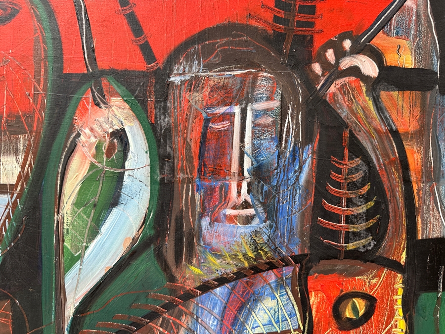 Juan Centurion Original Signed Abstract Painting On Canvas Board Signed Bottom Right By Artist And Dated 1987 19.5 X 27 Framed 25 X 32 [Photo 3]