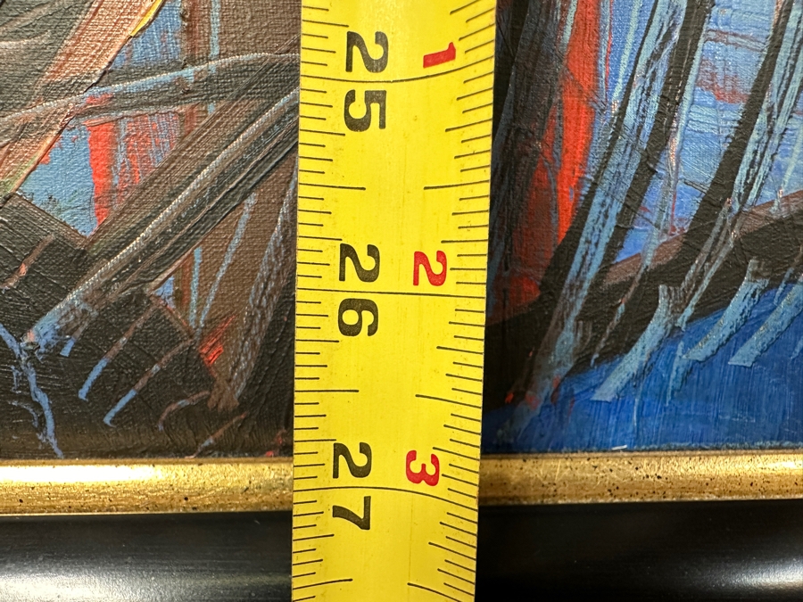 Juan Centurion Original Signed Abstract Painting On Canvas Board Signed Bottom Right By Artist And Dated 1987 19.5 X 27 Framed 25 X 32 [Photo 17]