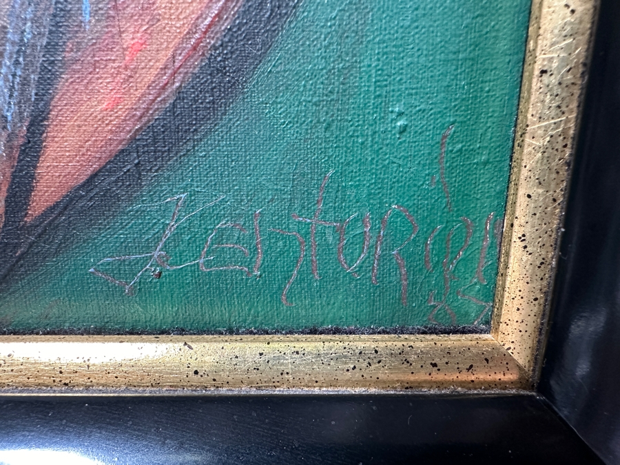 Juan Centurion Original Signed Abstract Painting On Canvas Board Signed Bottom Right By Artist And Dated 1987 19.5 X 27 Framed 25 X 32 [Photo 13]