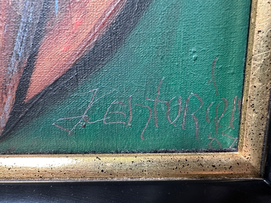 Juan Centurion Original Signed Abstract Painting On Canvas Board Signed Bottom Right By Artist And Dated 1987 19.5 X 27 Framed 25 X 32 [Photo 9]