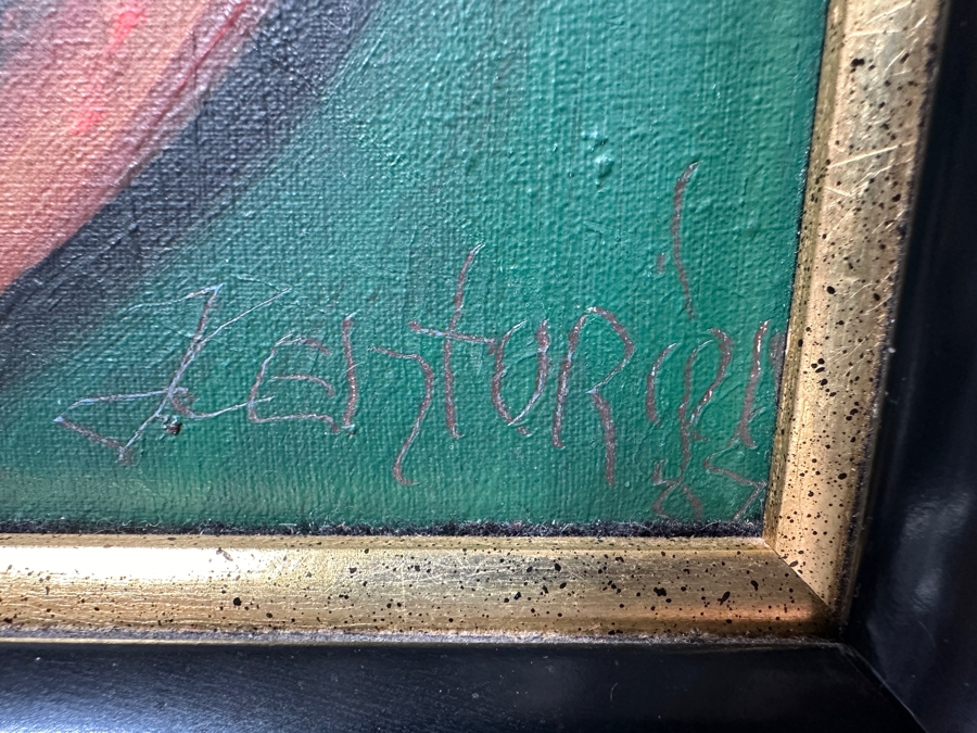 Juan Centurion Original Signed Abstract Painting On Canvas Board Signed Bottom Right By Artist And Dated 1987 19.5 X 27 Framed 25 X 32 [Photo 14]