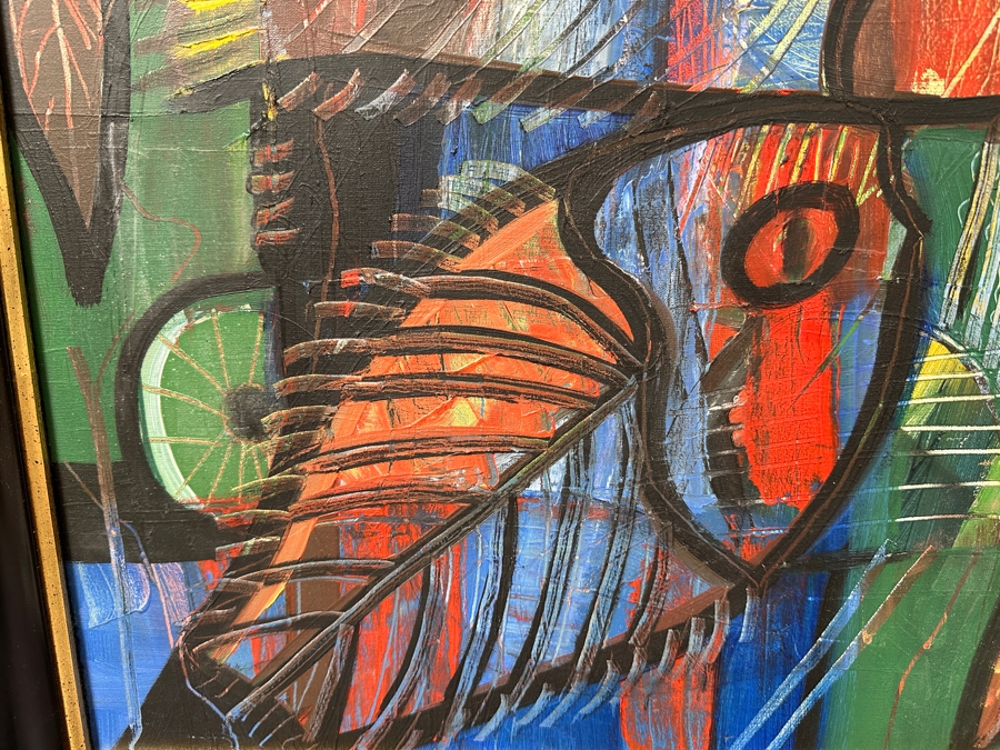 Juan Centurion Original Signed Abstract Painting On Canvas Board Signed Bottom Right By Artist And Dated 1987 19.5 X 27 Framed 25 X 32 [Photo 7]