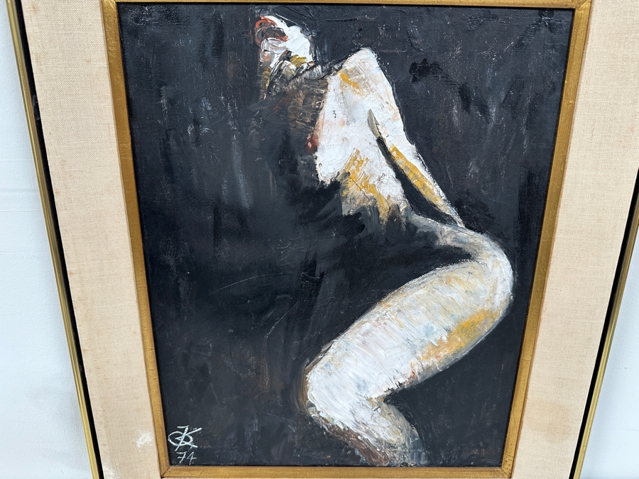 Vintage 1974 Original Abstract Female Nude Painting On Canvas 16 X 20 Framed Signed Lower Left Artist Unknown [Photo 5]