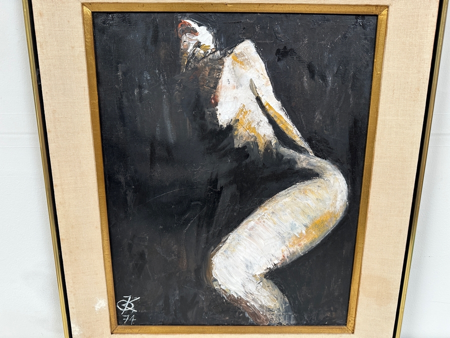Vintage 1974 Original Abstract Female Nude Painting On Canvas 16 X 20 Framed Signed Lower Left Artist Unknown [Photo 3]