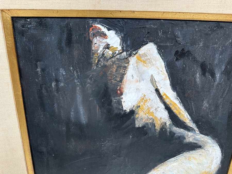 Vintage 1974 Original Abstract Female Nude Painting On Canvas 16 X 20 Framed Signed Lower Left Artist Unknown [Photo 4]