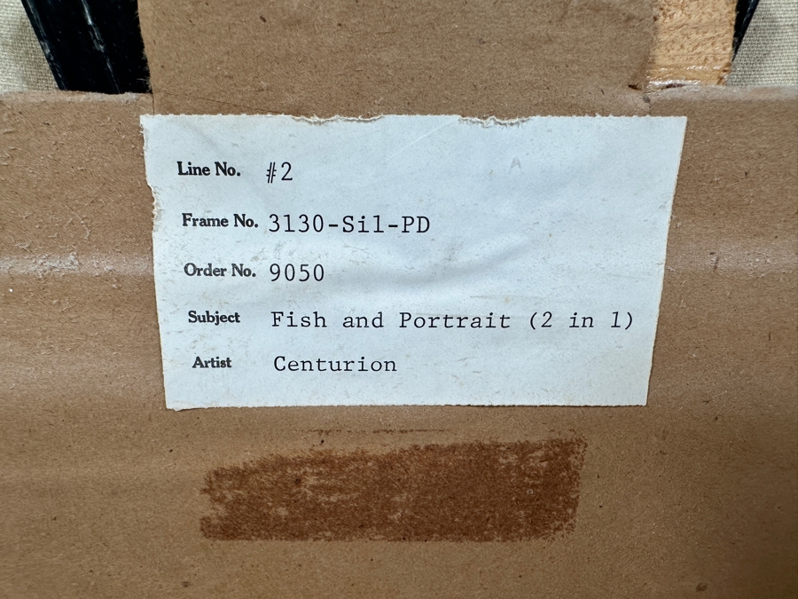 Juan Centurion Original Pair Of Framed Paintings On Canvas Titled 'Fish' And 'Portrait' Dated 1985 Each Measuring 23 X 21 Frame Measures 53 X 27.5 [Photo 17]
