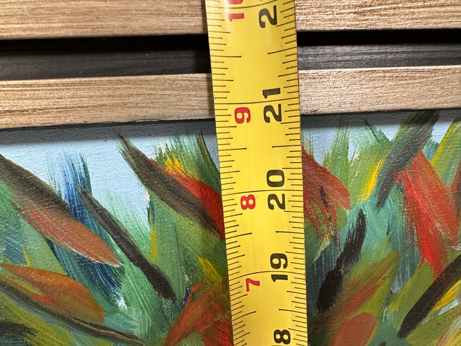 Juan Centurion Original Pair Of Framed Paintings On Canvas Titled 'Fish' And 'Portrait' Dated 1985 Each Measuring 23 X 21 Frame Measures 53 X 27.5 [Photo 22]