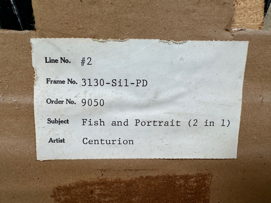 Juan Centurion Original Pair Of Framed Paintings On Canvas Titled 'Fish' And 'Portrait' Dated 1985 Each Measuring 23 X 21 Frame Measures 53 X 27.5 [Photo 18]