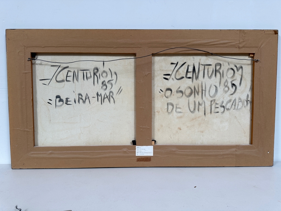 Juan Centurion Original Pair Of Framed Paintings On Canvas Titled 'Fish' And 'Portrait' Dated 1985 Each Measuring 23 X 21 Frame Measures 53 X 27.5 [Photo 14]