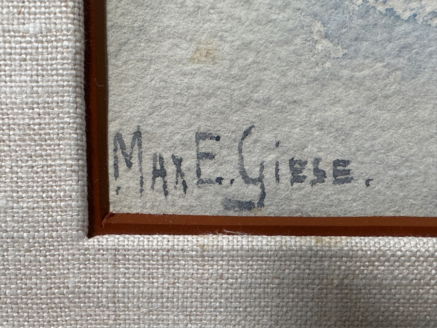 Max Eduard Giese (1867-1916, Germany) Original Landscape Watercolor Painting On Paper 30 X 22 Framed 41 X 32.5 [Photo 9]