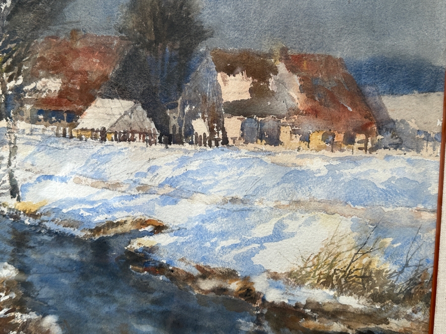 Max Eduard Giese (1867-1916, Germany) Original Landscape Watercolor Painting On Paper 30 X 22 Framed 41 X 32.5 [Photo 4]