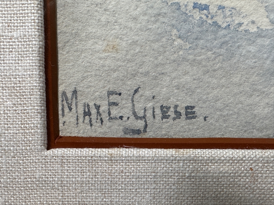 Max Eduard Giese (1867-1916, Germany) Original Landscape Watercolor Painting On Paper 30 X 22 Framed 41 X 32.5 [Photo 10]