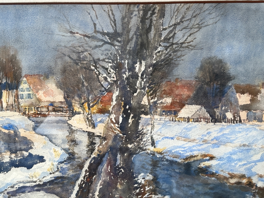 Max Eduard Giese (1867-1916, Germany) Original Landscape Watercolor Painting On Paper 30 X 22 Framed 41 X 32.5 [Photo 7]