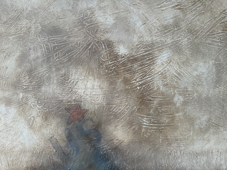 Attributed To Jorge B Stever (1940-2019, Germany) Original Mixed Media Painting Incorporating Crushed Steel Soda Cans On Canvas Signed Lower Right Jorge 36 X 48 Framed [Photo 6]