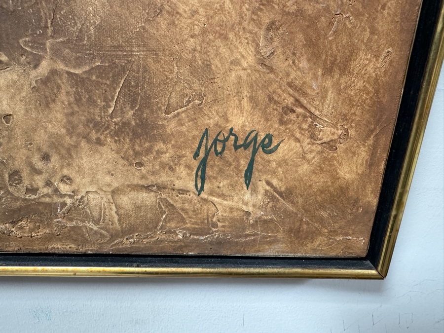 Attributed To Jorge B Stever (1940-2019, Germany) Original Mixed Media Painting Incorporating Crushed Steel Soda Cans On Canvas Signed Lower Right Jorge 36 X 48 Framed [Photo 10]