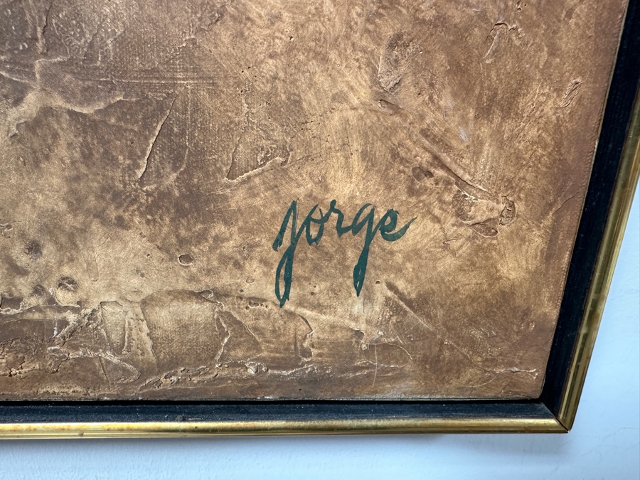 Attributed To Jorge B Stever (1940-2019, Germany) Original Mixed Media Painting Incorporating Crushed Steel Soda Cans On Canvas Signed Lower Right Jorge 36 X 48 Framed [Photo 11]