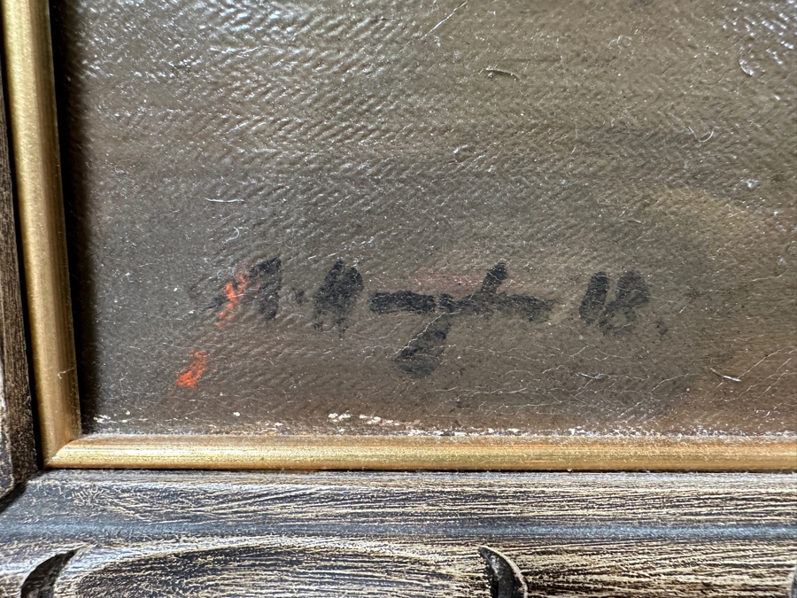 Adolf Hengeler (1863-1927, Germany) Large Original Landscape Painting On Canvas Signed Lower Left And Dated 1918 48 X 36 Framed 53.5 X 41.5 [Photo 9]