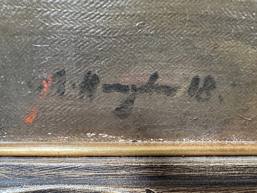 Adolf Hengeler (1863-1927, Germany) Large Original Landscape Painting On Canvas Signed Lower Left And Dated 1918 48 X 36 Framed 53.5 X 41.5 [Photo 10]