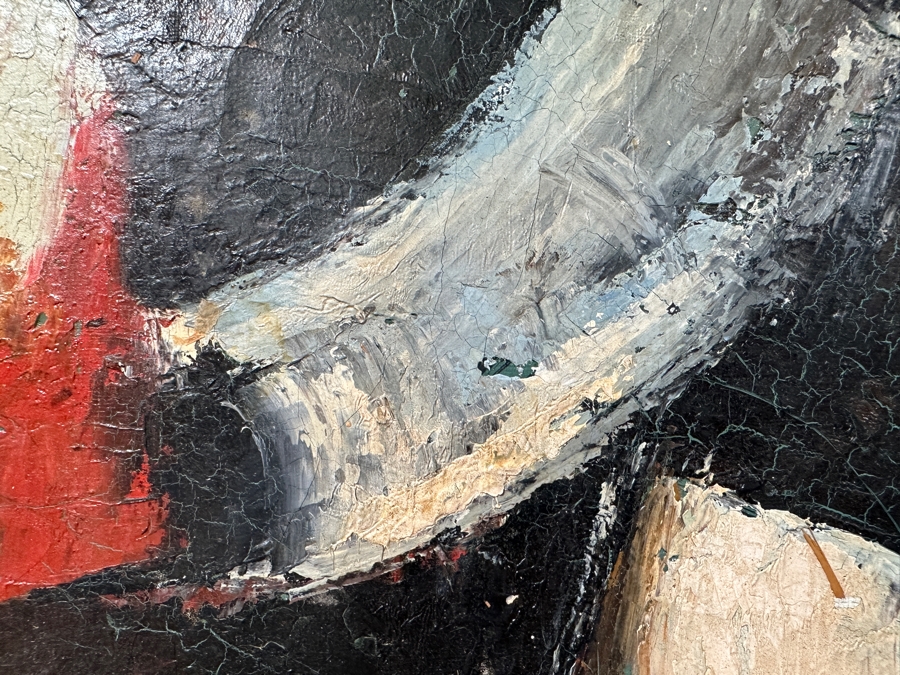 Original Mid-Century Abstract Oil Painting On Canvas Artist Signed Lower Right By Unknown Artist After Afro Basaldella 30 X 24 Framed 36 X 30 [Photo 16]