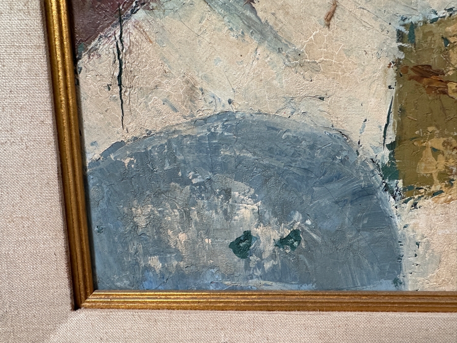 Original Mid-Century Abstract Oil Painting On Canvas Artist Signed Lower Right By Unknown Artist After Afro Basaldella 30 X 24 Framed 36 X 30 [Photo 6]
