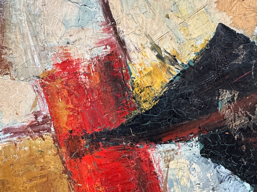 Original Mid-Century Abstract Oil Painting On Canvas Artist Signed Lower Right By Unknown Artist After Afro Basaldella 30 X 24 Framed 36 X 30 [Photo 14]