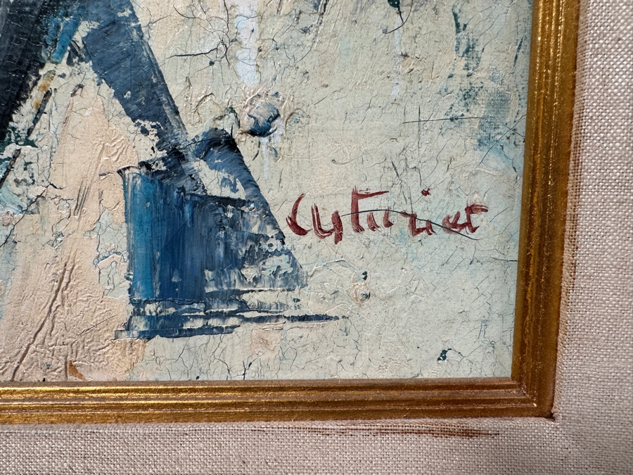 Original Mid-Century Abstract Oil Painting On Canvas Artist Signed Lower Right By Unknown Artist After Afro Basaldella 30 X 24 Framed 36 X 30 [Photo 11]