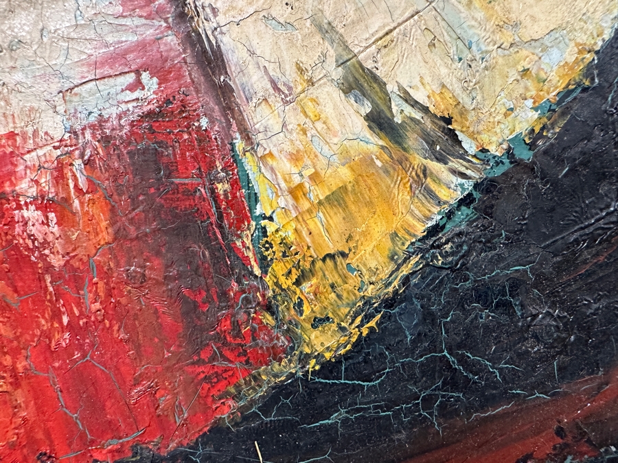 Original Mid-Century Abstract Oil Painting On Canvas Artist Signed Lower Right By Unknown Artist After Afro Basaldella 30 X 24 Framed 36 X 30 [Photo 15]