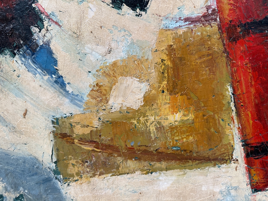 Original Mid-Century Abstract Oil Painting On Canvas Artist Signed Lower Right By Unknown Artist After Afro Basaldella 30 X 24 Framed 36 X 30 [Photo 5]