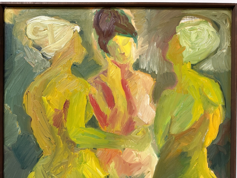 Original Female Nude Painting On Canvas 30 X 40 Unsigned Unknown Artist Framed [Photo 5]