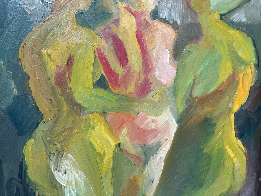 Original Female Nude Painting On Canvas 30 X 40 Unsigned Unknown Artist Framed [Photo 4]