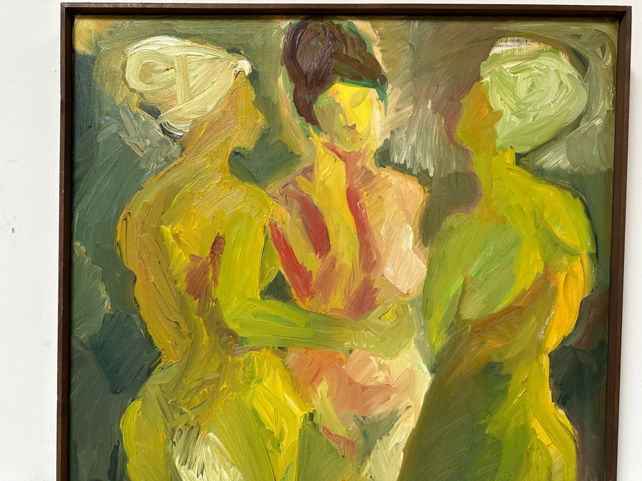 Original Female Nude Painting On Canvas 30 X 40 Unsigned Unknown Artist Framed [Photo 3]