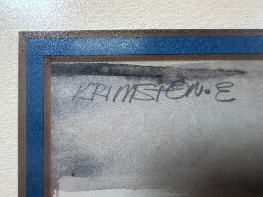 Original Abstract Watercolor Painting On Paper Signed Upper Right Krimston E 9.5 X 13 Framed 14.5 X 18.5 [Photo 8]