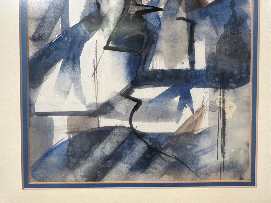 Original Abstract Watercolor Painting On Paper Signed Upper Right Krimston E 9.5 X 13 Framed 14.5 X 18.5 [Photo 5]